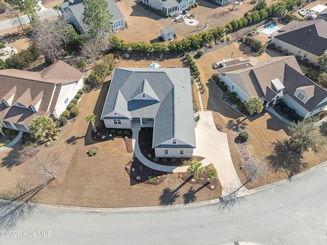 aerial view with a residential view