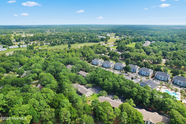 drone / aerial view with a forest view