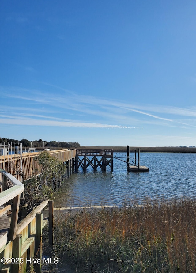 view of dock featuring a water view