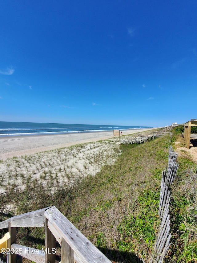 property view of water with a beach view