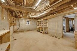 view of unfinished basement