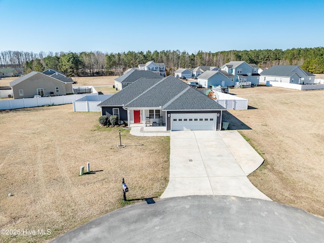 bird's eye view with a residential view