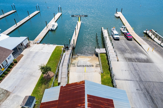 view of dock featuring a water view