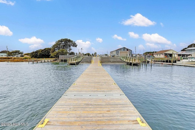 view of dock featuring a water view