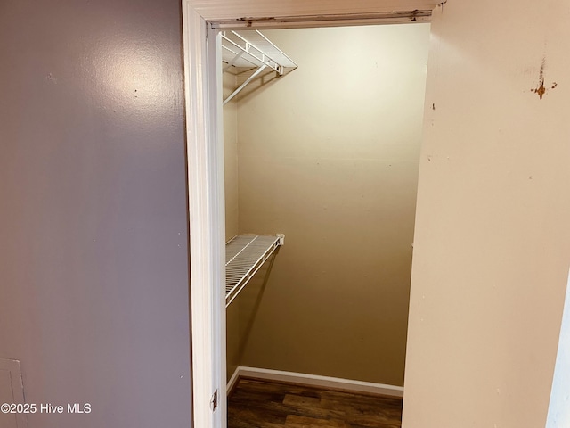 spacious closet with wood finished floors