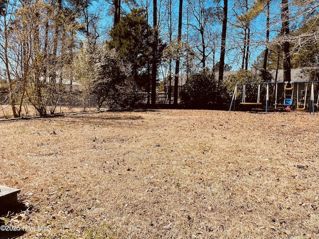 view of yard with a playground