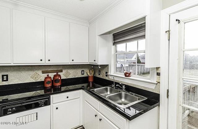 kitchen featuring white cabinetry, dishwasher, and a sink