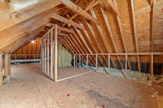 view of unfinished attic