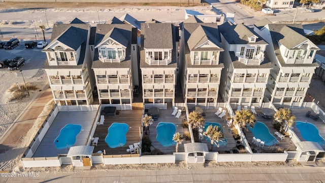 aerial view with a residential view