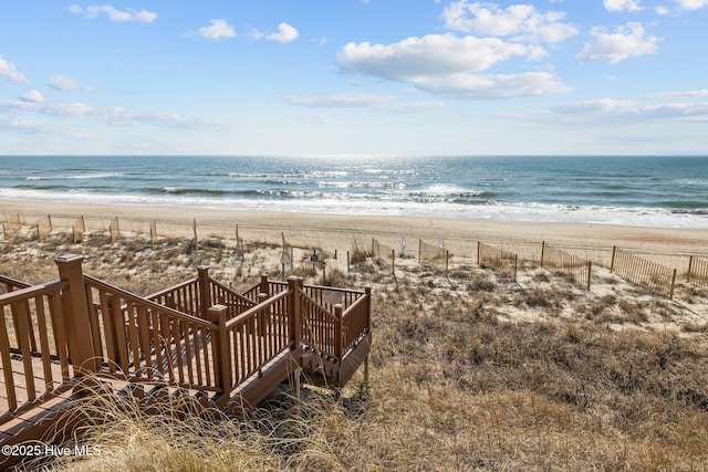 property view of water with a beach view