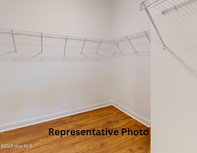 spacious closet with wood finished floors