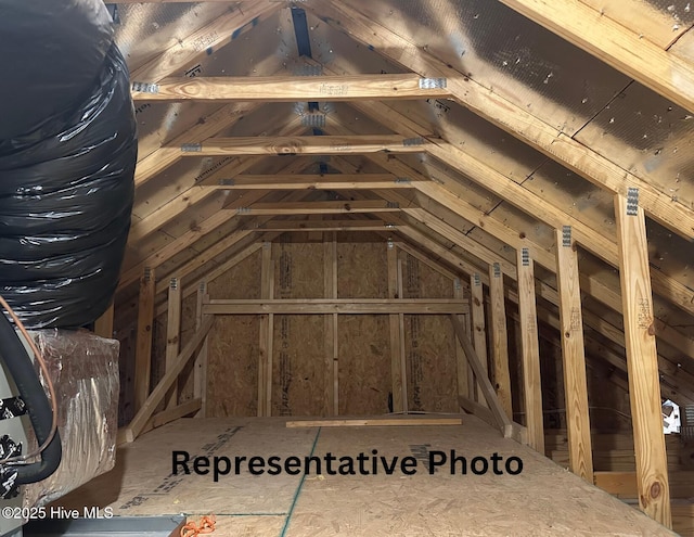 view of unfinished attic