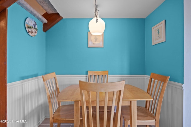 dining space with wainscoting