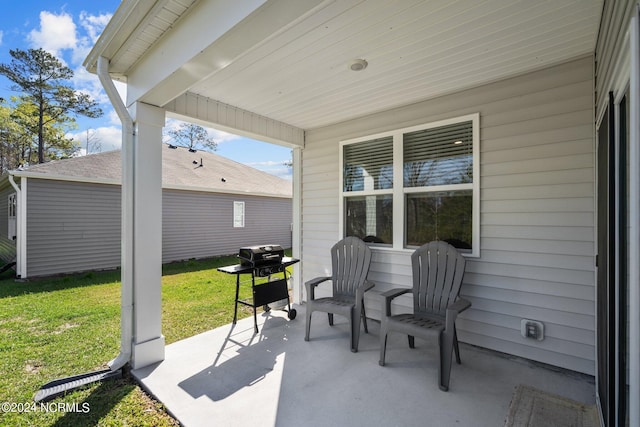 view of patio with area for grilling