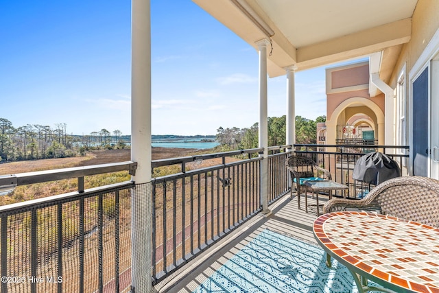 balcony with a water view