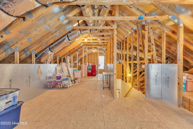 view of unfinished attic