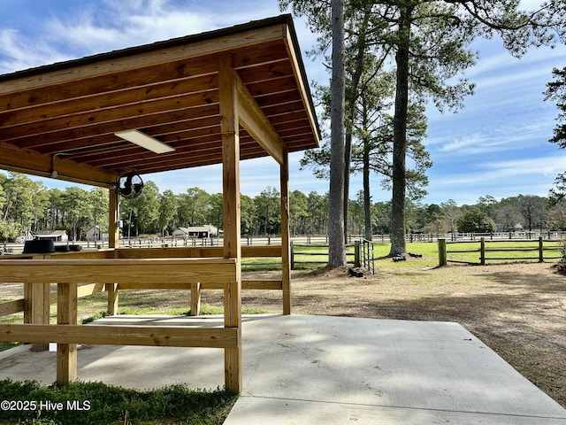 view of community featuring fence