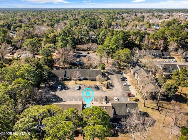 drone / aerial view with a forest view