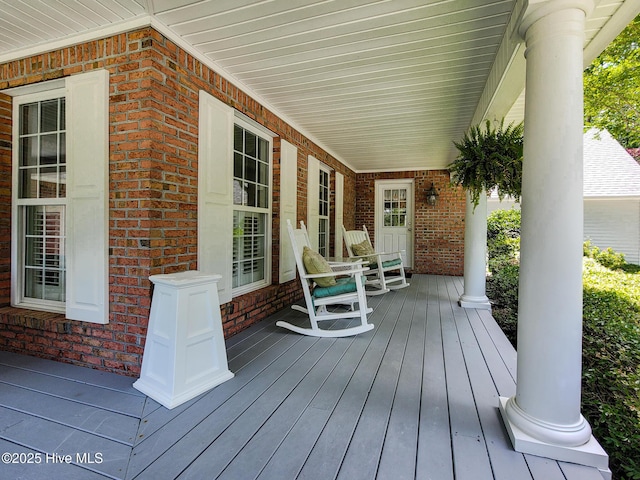 wooden deck with covered porch