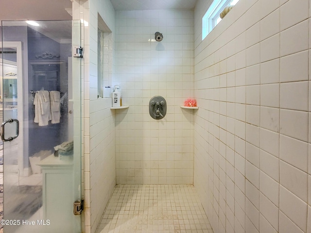 bathroom featuring a stall shower