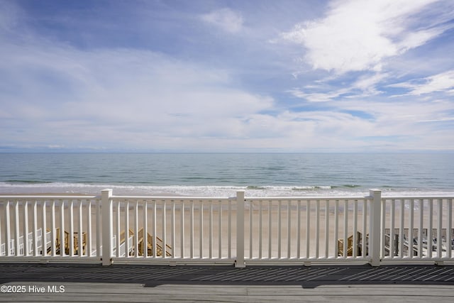 property view of water with a beach view