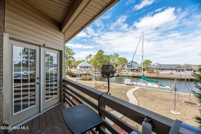 balcony with a water view