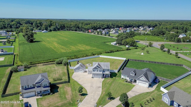 drone / aerial view featuring a rural view and a residential view