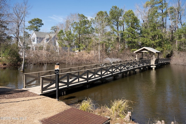 dock area featuring a water view