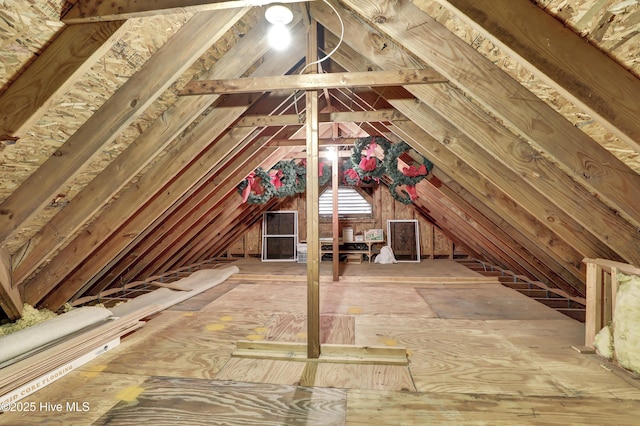 view of unfinished attic