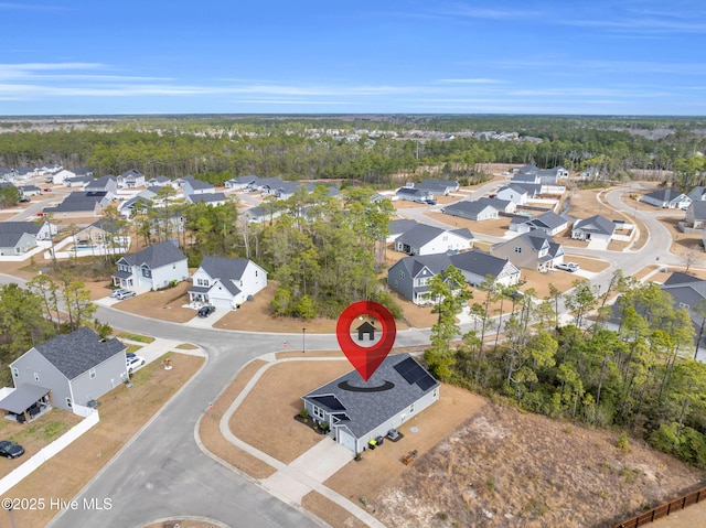 aerial view with a residential view