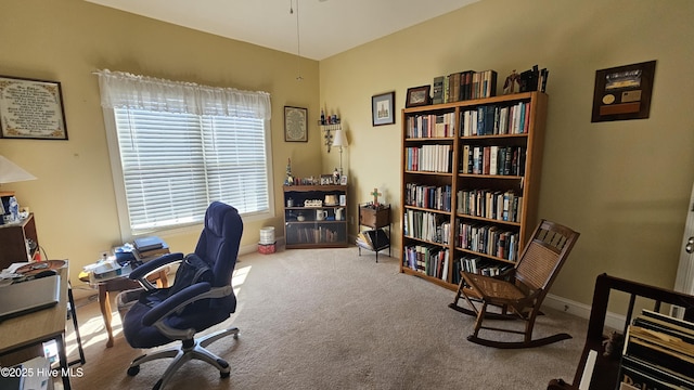 office with carpet flooring and baseboards