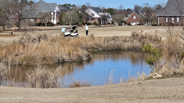 view of water feature with a residential view