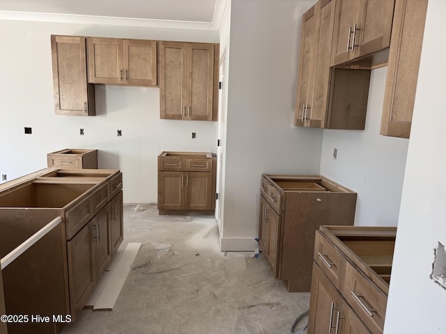 kitchen with brown cabinets