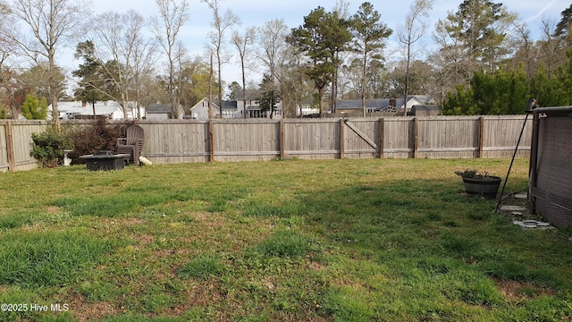 view of yard with a fenced backyard