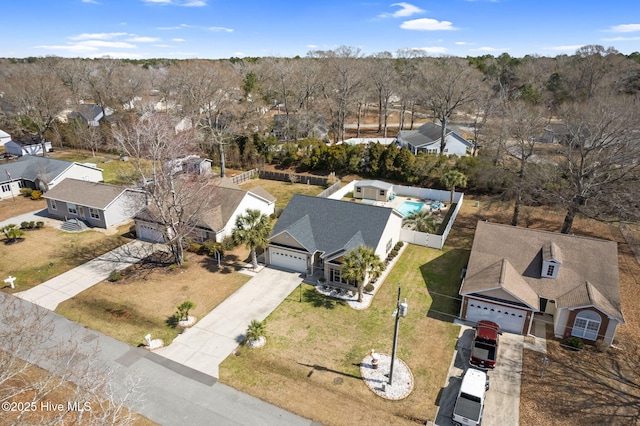 bird's eye view with a residential view