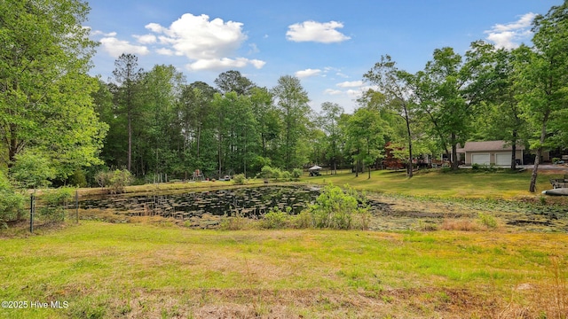 view of yard featuring a water view
