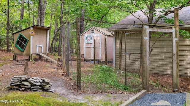 view of shed featuring exterior structure