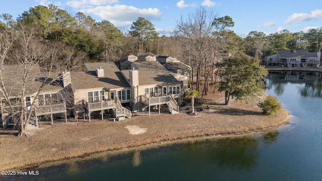 bird's eye view featuring a water view