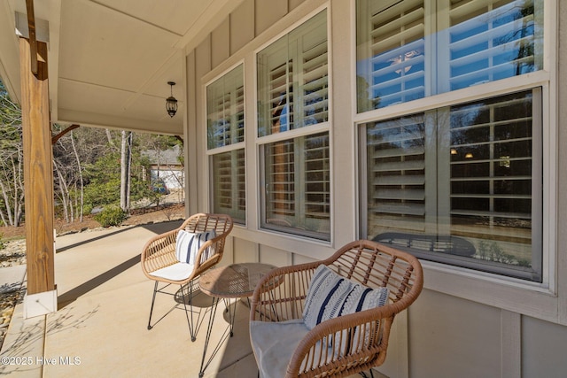 view of patio featuring a porch