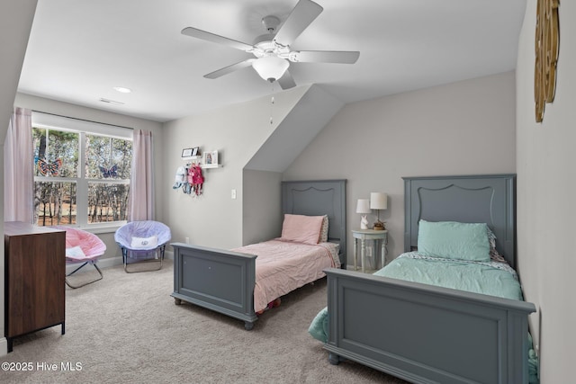 bedroom featuring carpet and a ceiling fan