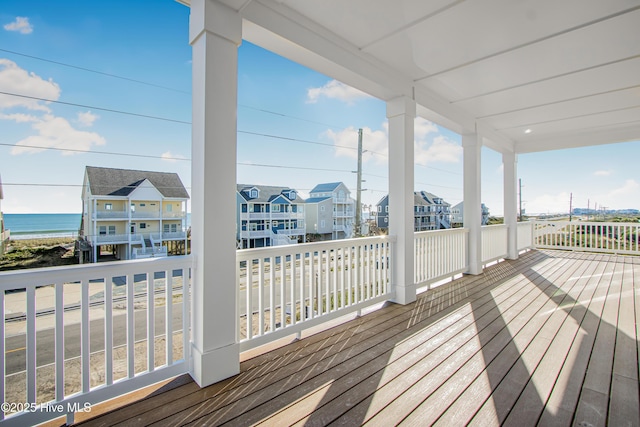 deck with a residential view