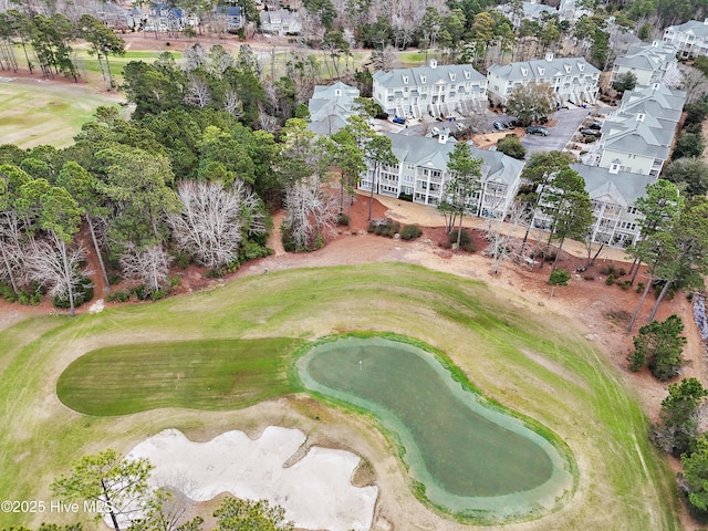 birds eye view of property featuring view of golf course