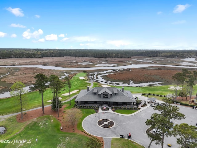 bird's eye view with golf course view