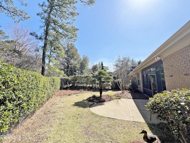 view of yard featuring a fenced backyard and a patio area