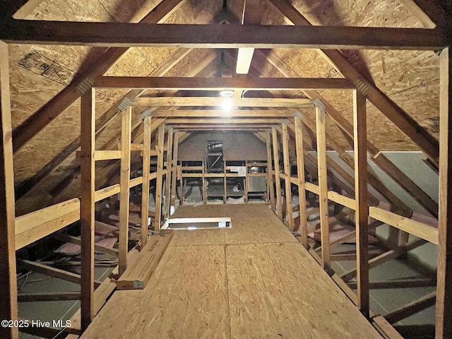 view of unfinished attic