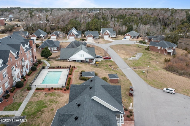 bird's eye view with a residential view