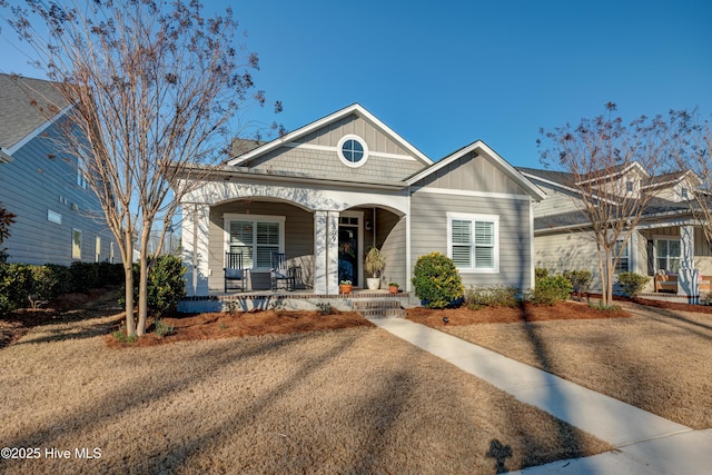 view of front of property with a porch and board and batten siding