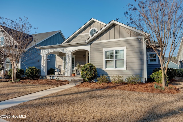 view of front of home with board and batten siding and a porch