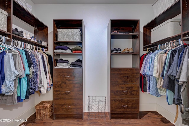 spacious closet with wood finished floors