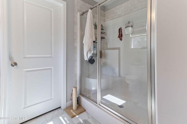 full bathroom with a shower with shower door